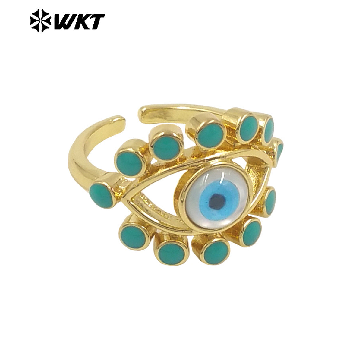 WT-MPR104 Wholesale Fashion Gold Charming Lady Horse Eye Shape Shell Eye Ring Adustable Size Engagement Party Rings