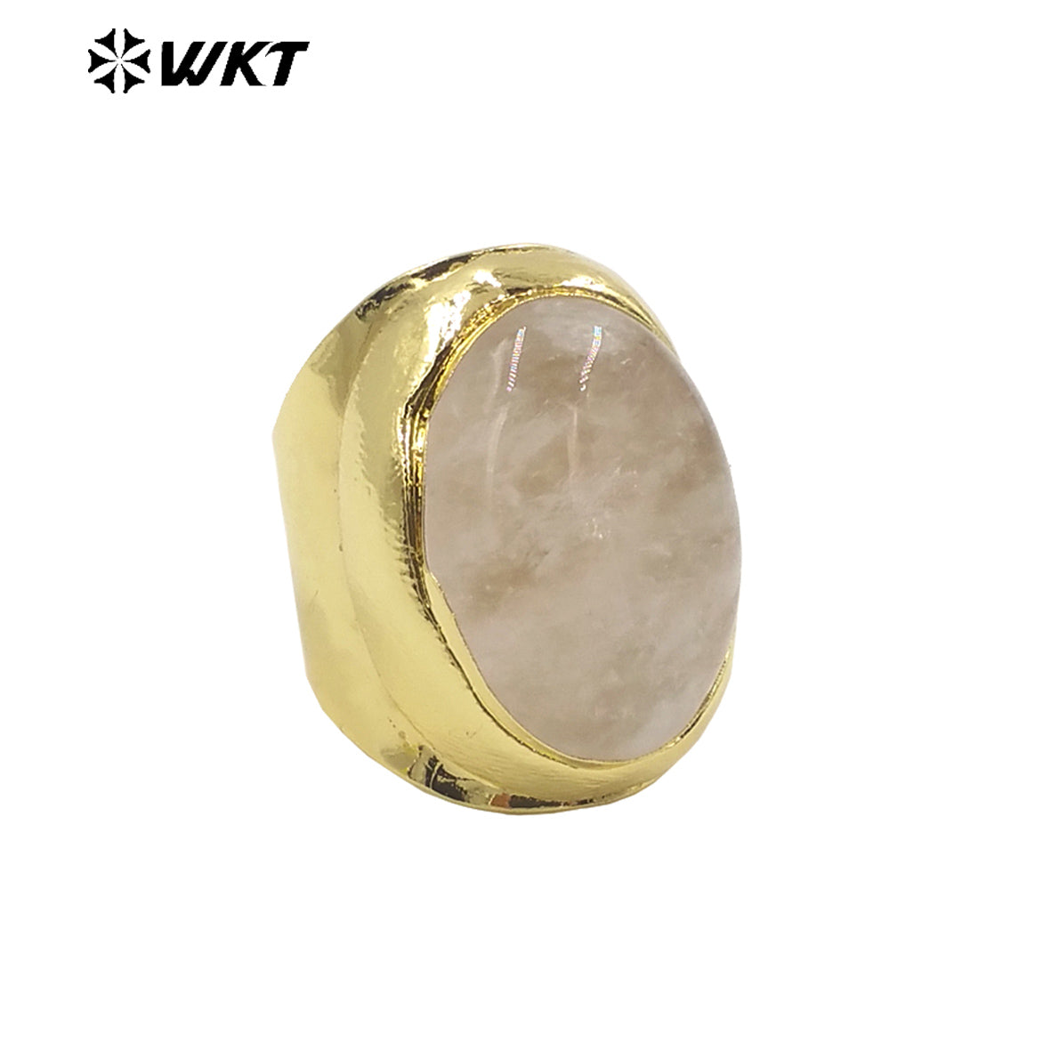 WT-R467 Newest Trendy Fashion HOT Ins Gemstone Jewelry Ring 18k Real Gold Plated Round Stone Anneversary Women Ring