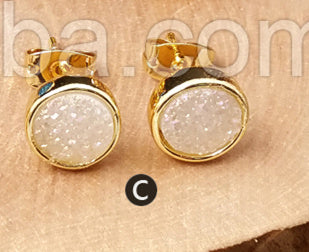 WT-E237 Hot Fashionable Round Druzy Studs Multi Color 10mm Druzy Quartz Studs