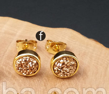 WT-E237 Hot Fashionable Round Druzy Studs Multi Color 10mm Druzy Quartz Studs