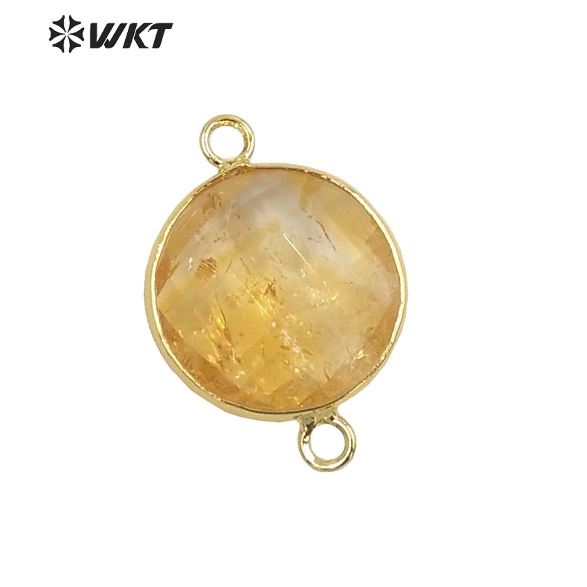 WT-C314 WKT Newest 16mm Round Double Faceted Gemstone Connectors for Jewelry Findings Amethyst Amazonite Stone for Bracelet