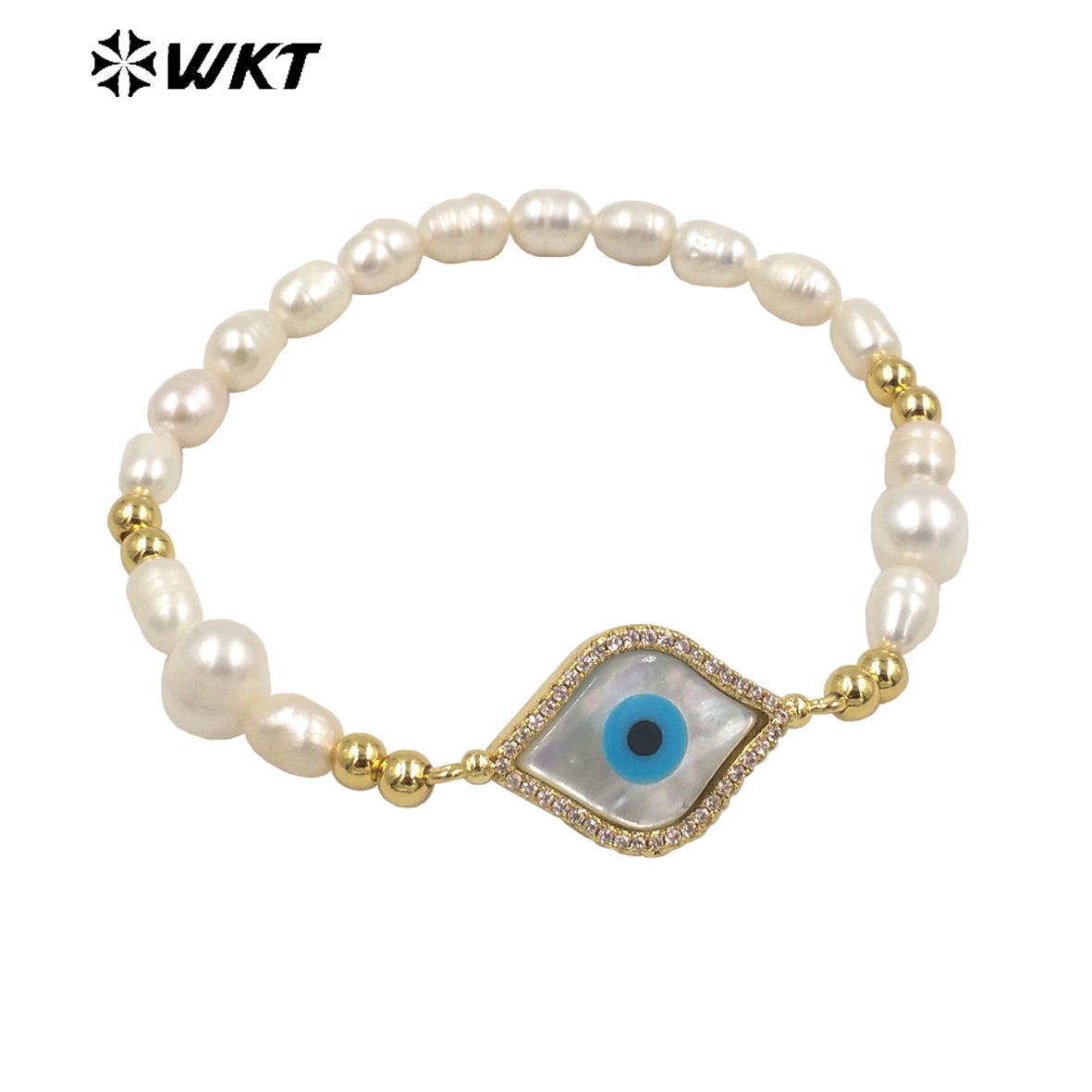 WT-MPB047 Fashion Irregular Pearl Diamond Natural Gemstone Eyes for Women Gifts Decorative Bracelet Pearl Bracelet