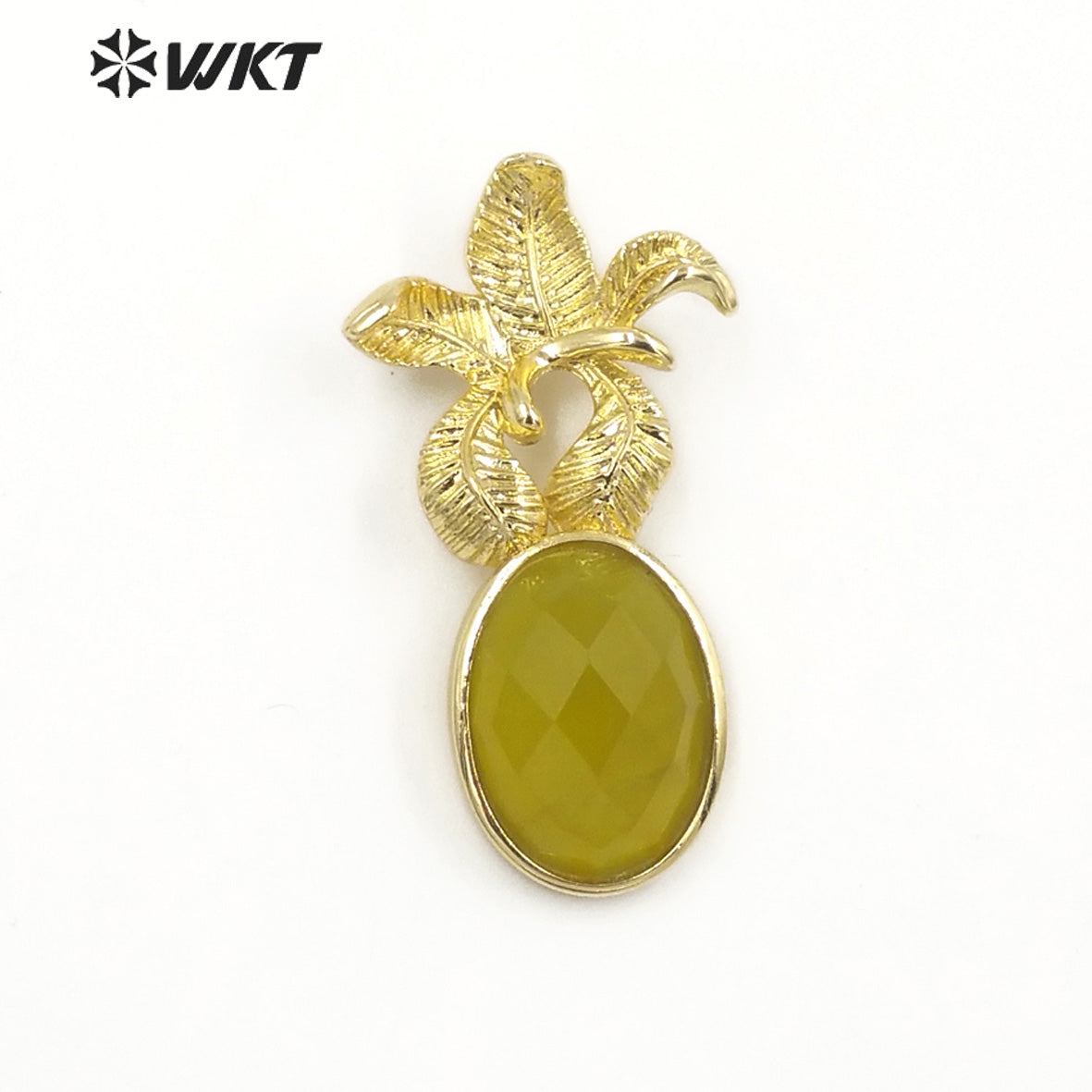 WT-P1923 Fashion Design Trendy New Precious Colorful Stone Flower Shaped Oval Amazonite Amethyst Gemstone Pendants