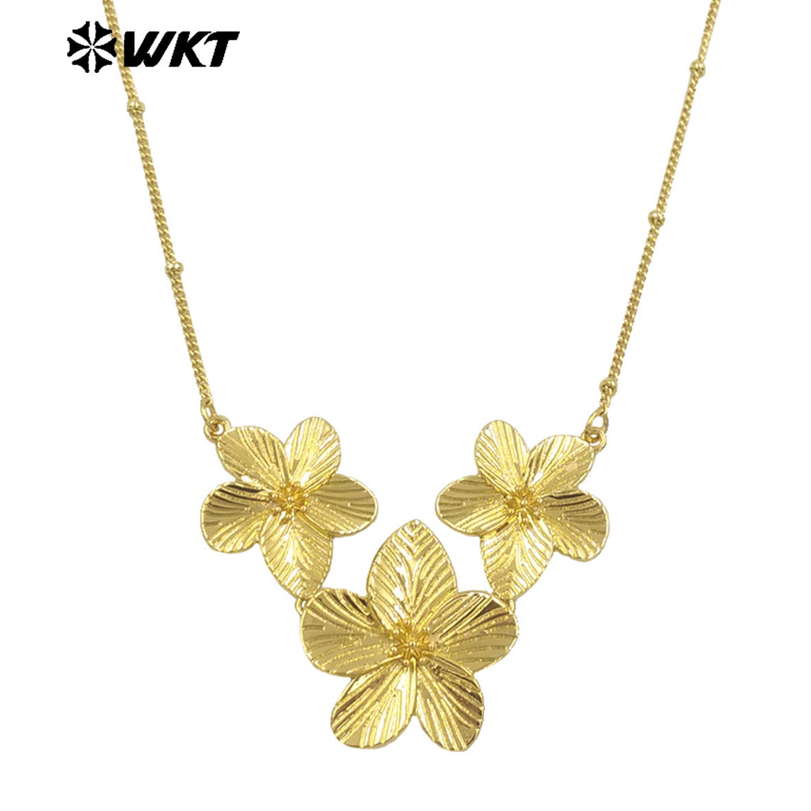 WT-N1479 Wholesale Latest Models Elegant High Quality 18K Gold Plated Three Flower Necklace for Women As Anniversary Gifts