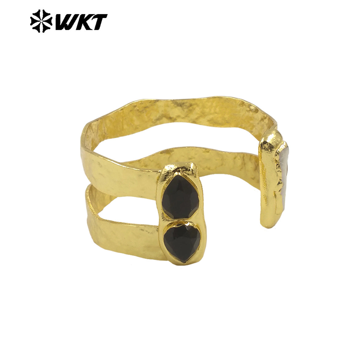 WT-B656 Wholesale Fashion New Gold Plated Resist Tarnishable Multi Stone Setting Freshwater Pearl and Amazonite Bangle