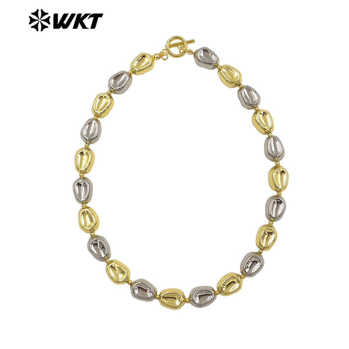 WT-JFN29 High Quality 18K Gold Plated and Silver Round Irregular Natural Brass Beads Exquisite Necklace for Women As Party Dress