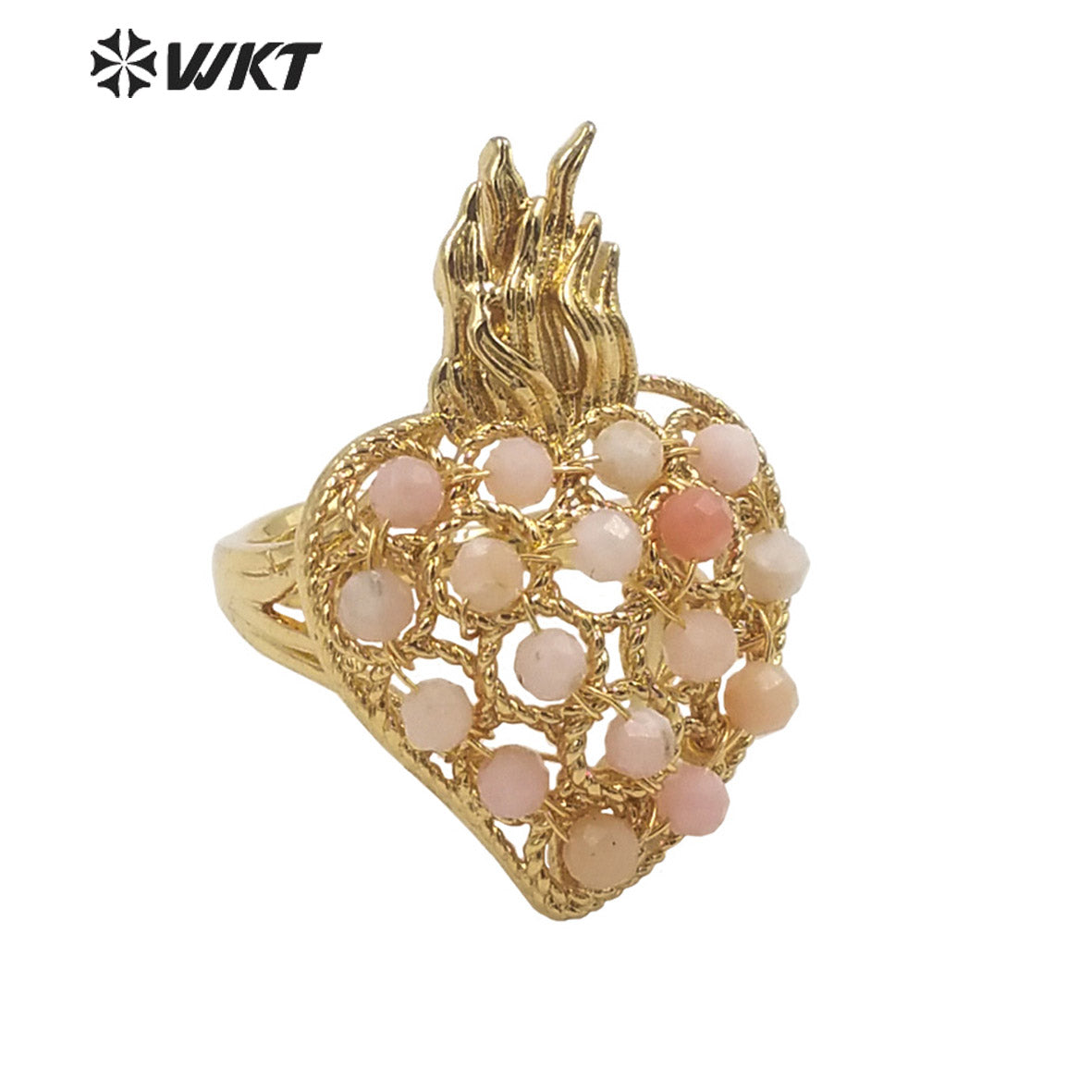 WT-R454 WKT New Design 18k Gold Plated Handmade Gemstone Fire Torch Ring Natural Precious Birthday Stone Ring
