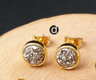 WT-E237 Hot Fashionable Round Druzy Studs Multi Color 10mm Druzy Quartz Studs