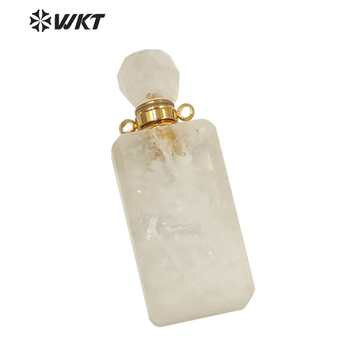WT-P1634 Wholesale Women Long Square Crystal Quartz Essential Oil Pendant for Loading Perfume Bottle Pendant Quartz Pendant