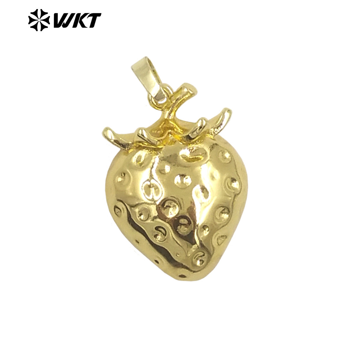 WT-JFE149 Fruit Series Strawberry Pendant Yellow Brass With Drop Oil Full Gold Plated for Jewelry Making Accessories Wholesale
