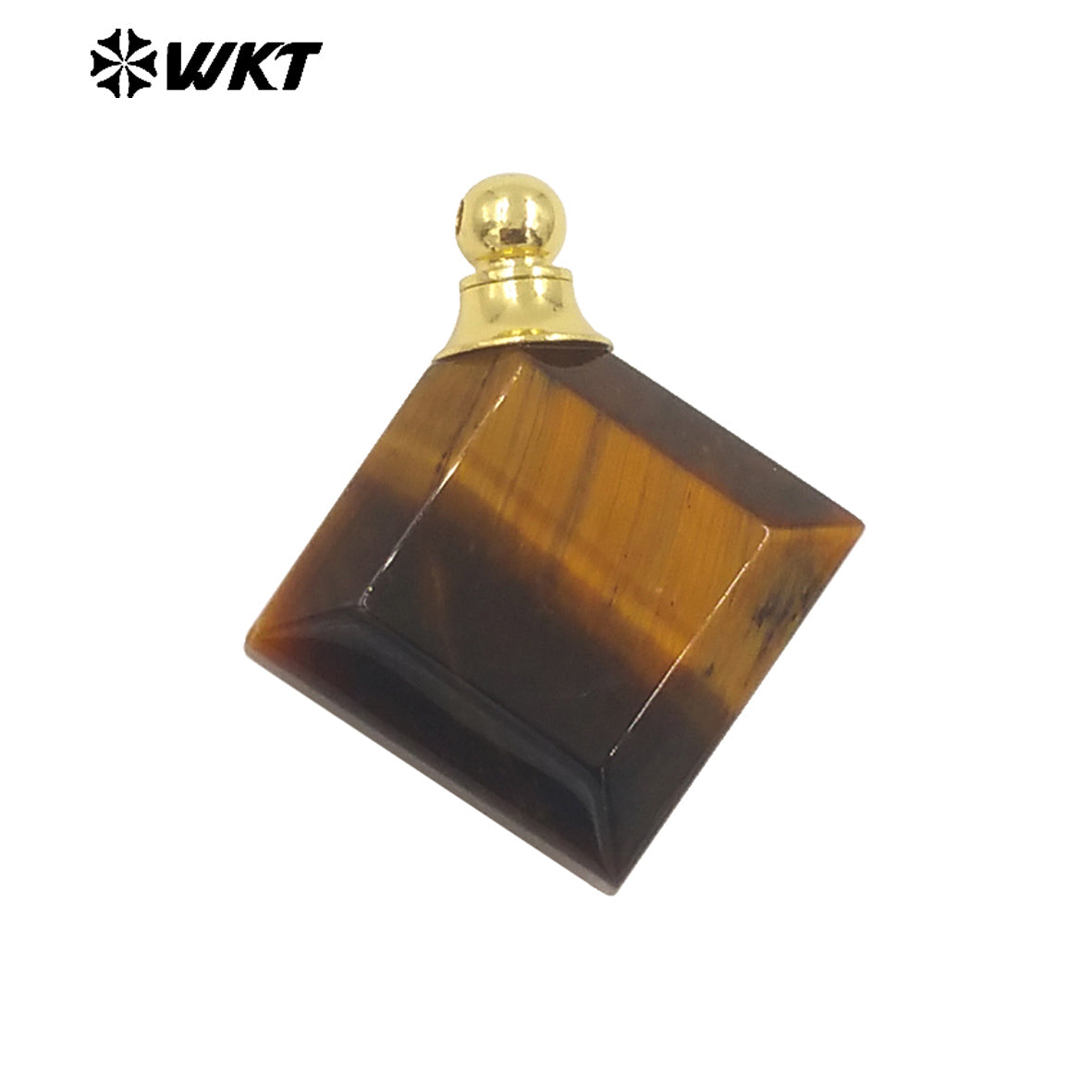 WT-P1980 Newest Fashion Gold Plated Diamond Shape Double Faceted Precious Gemstone Made Perfume Bottle Jewelry Pendants