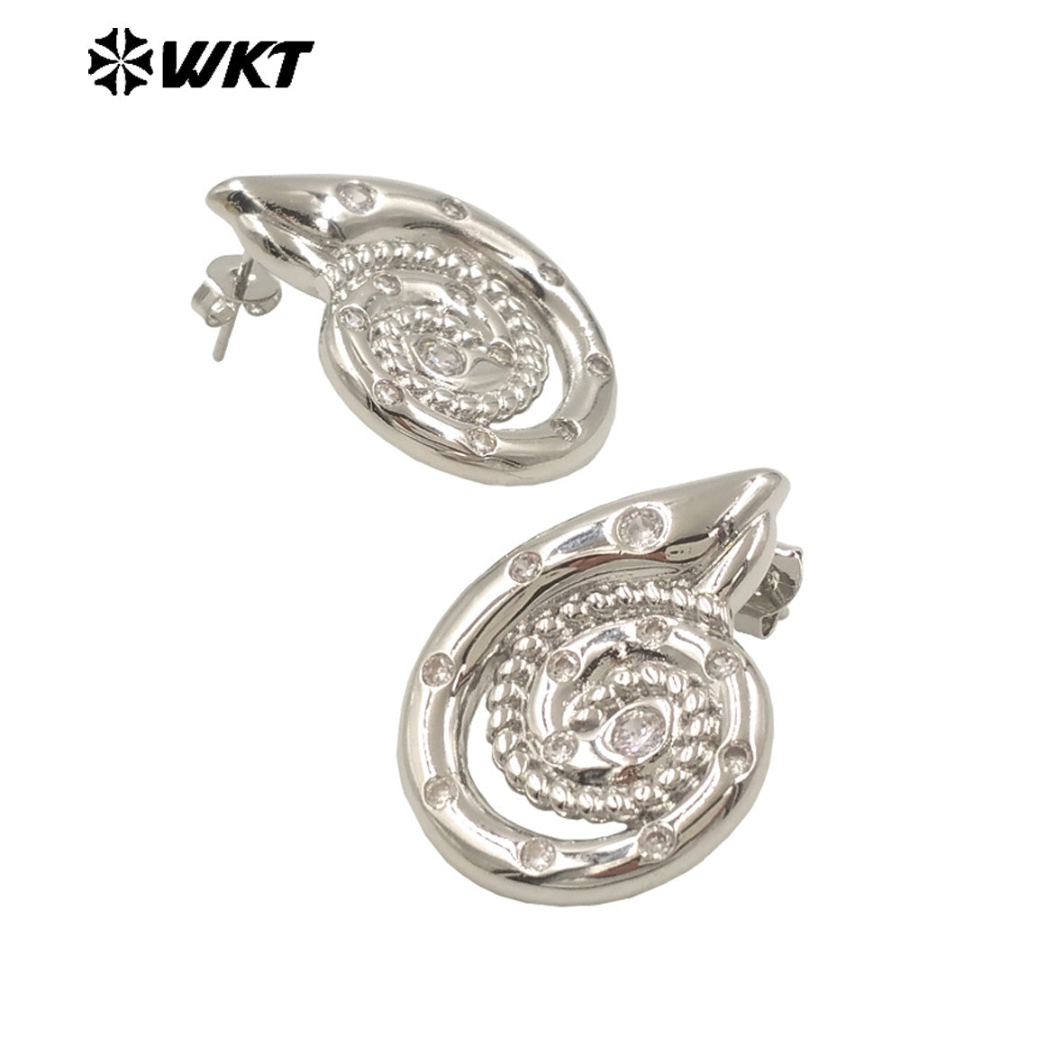 WT-ME113 Wholesale Hot Sale Unique Fashion 18K Gold Plated Zircon Earrings Bright Eye Fashion Pieces Brass Daily Accessories