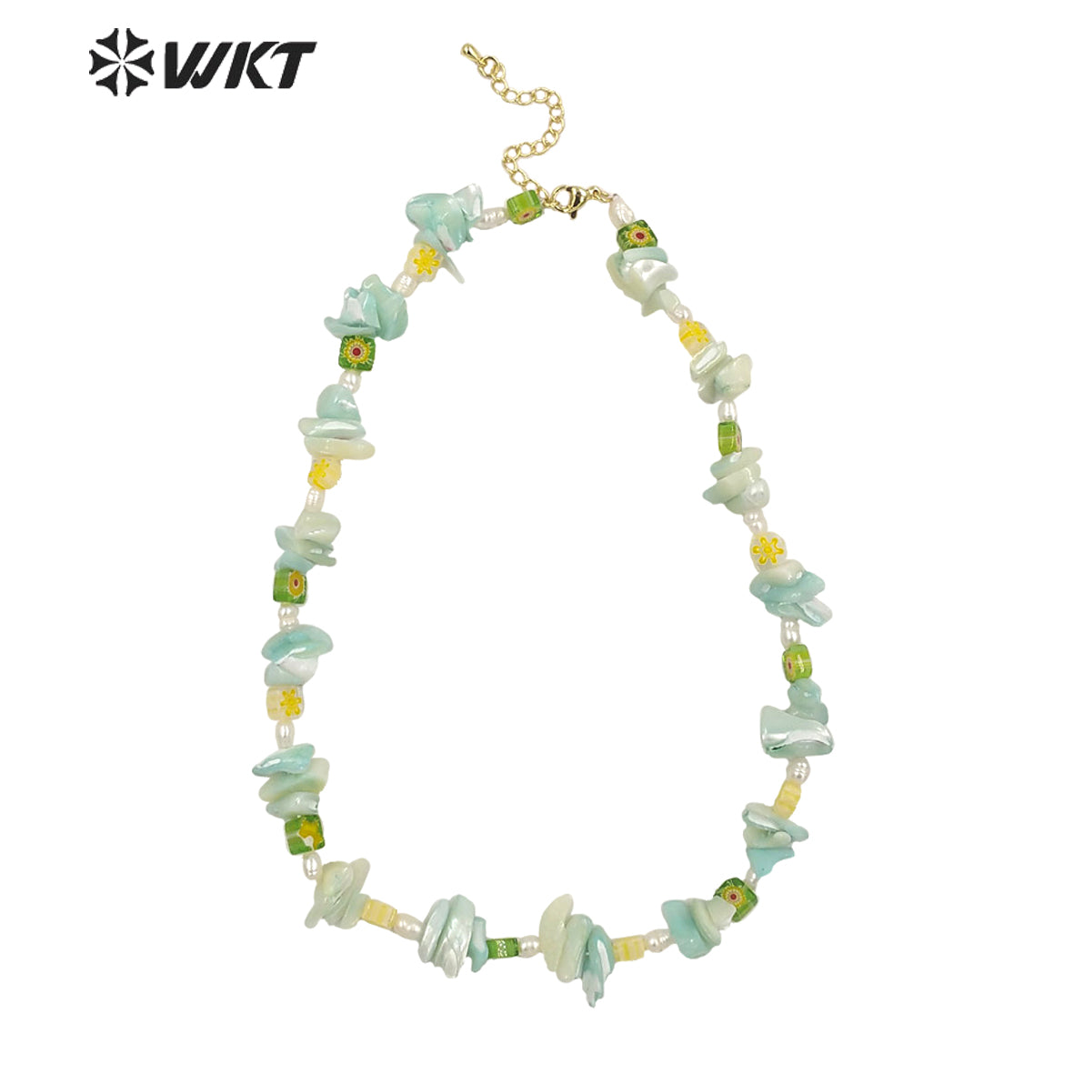 WT-JN186 Natural Red Shell Nugest Beads Necklace Unique Boho Vintage Irregular Enamel Pearl Beads Chocker Necklace