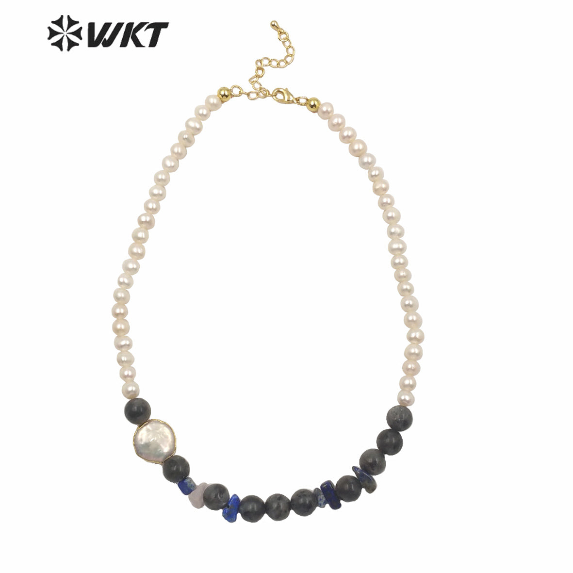 WT-JN122 WKT 14 Inch Long Pearl Necklace Hand Make Strand Beads Necklace Office Lady White Pearl Stone Choker Necklace