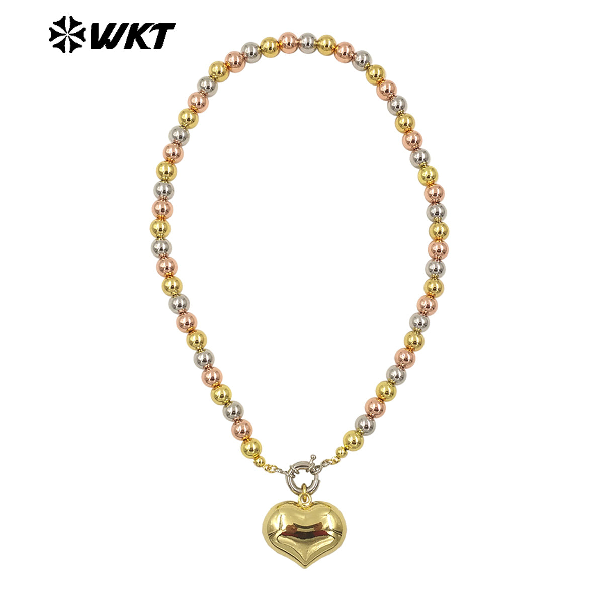 WT-JFN10 Amazing Lovely 8MM 18K Real Gold Plated Round Ball Beads 16 Inch Long Charm Pendant Necklace