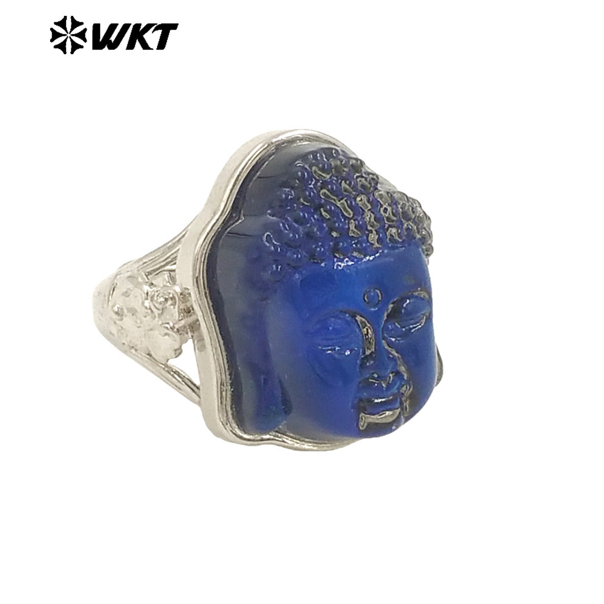WT-R547 Natural Transparent Blue Crystal in Titanium 18K Gold Plated and Silver Color Ring for Man and Women Fine Accessory