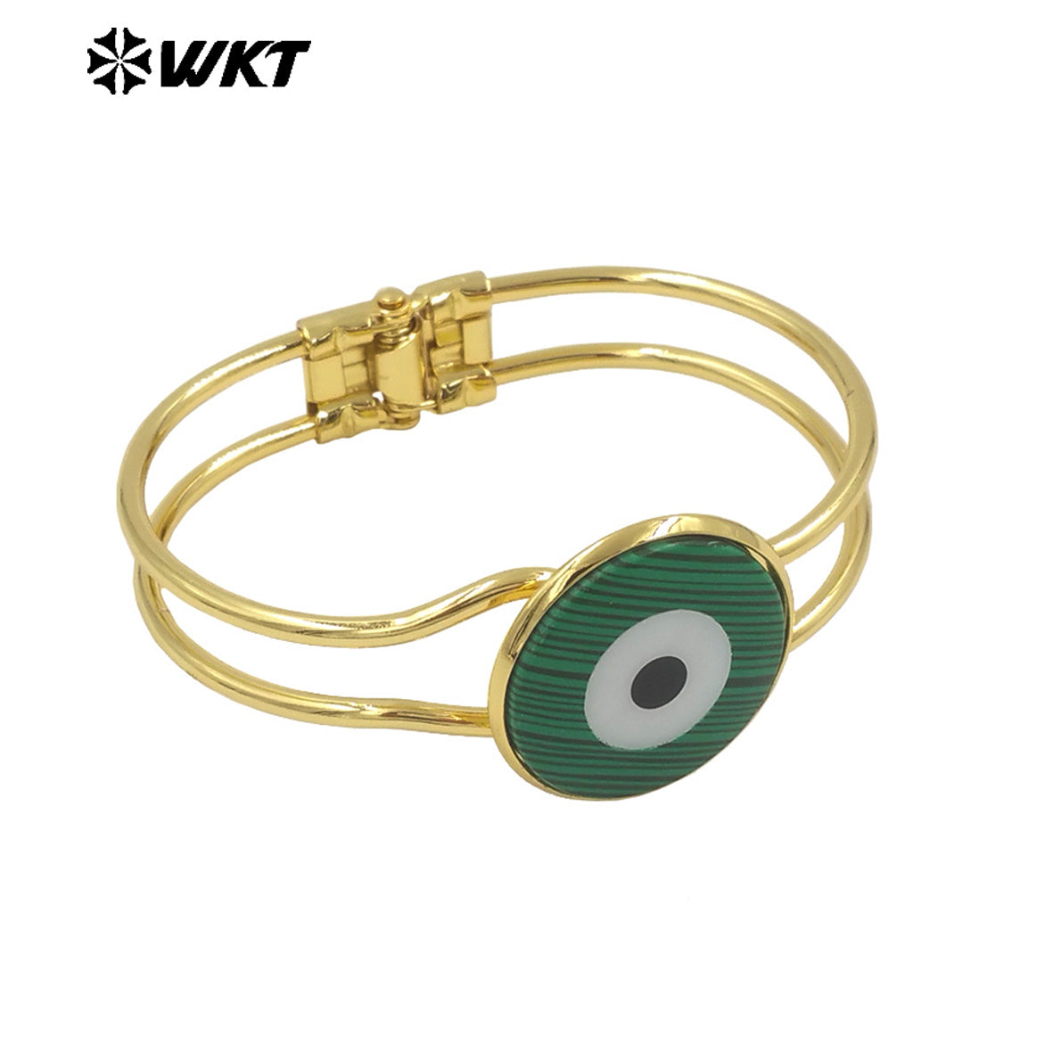 WT-MPB093 Eye of Devil Punk Fashionable 18k Real Gold Resist Tarnishable Europe and America Natural Shell Cuff Bangle