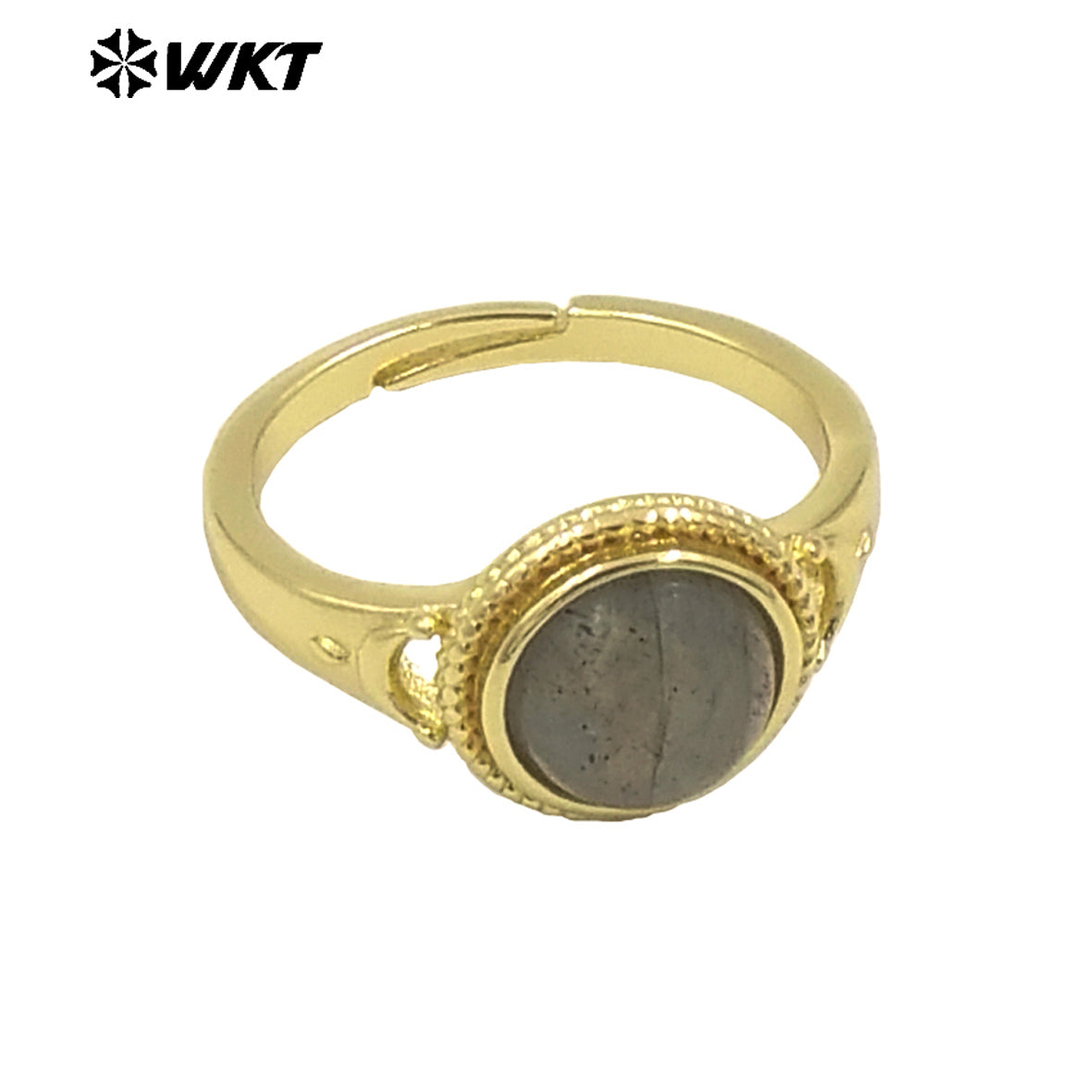 WT-R510 Wholesale Fashion Round Gemstone Made Charming 18k Gold Plated Adjustable Size Lady Stone Ring