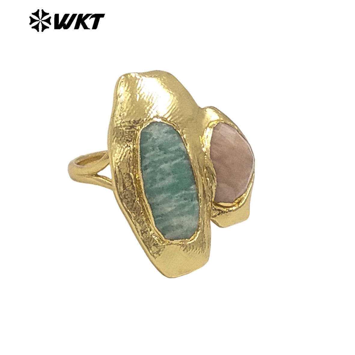 WT-MPR131 Wholesale Newest Design Fashion 18K Real Gold Plated Double Stone and Pearl Women Ring for Office Daily Styles