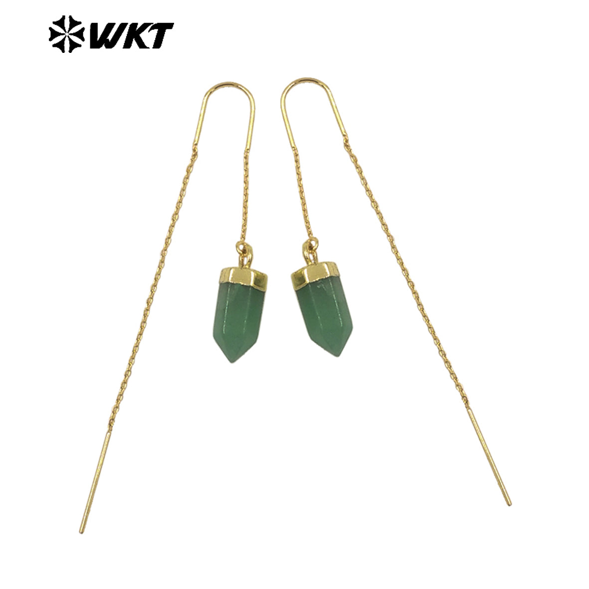 WT-E786 High Quality Delicate Gemstones Amethyst Stone With Gold Plated Geometric Hexagon Bullet Earrings Ladies Lovely Jewelry