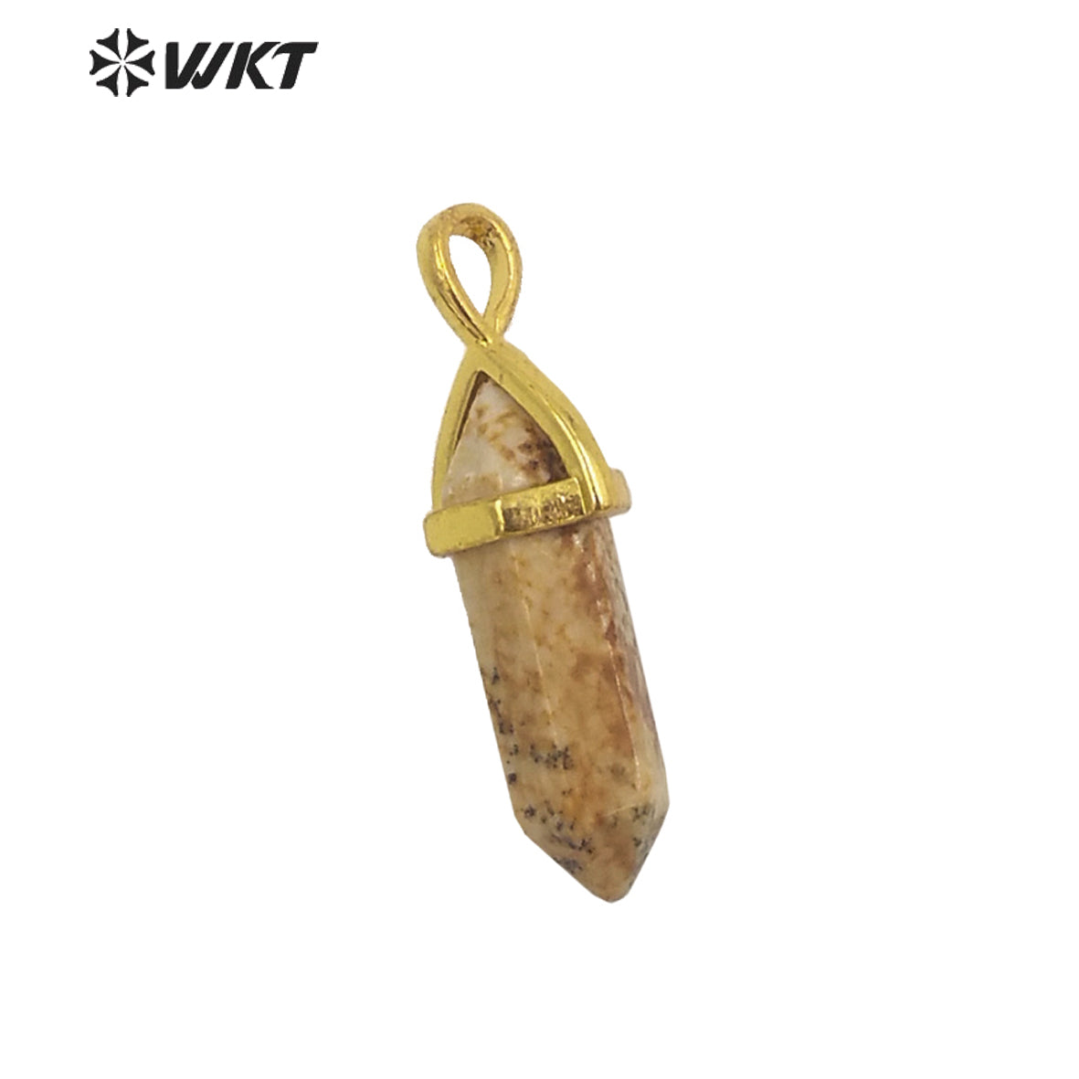 WT-P1864 Trendy Hot Spirit Quartz Double Point Bullet Pendant Gold Cap Natural Gemstone Hexagon Stone Jewelry Pendant