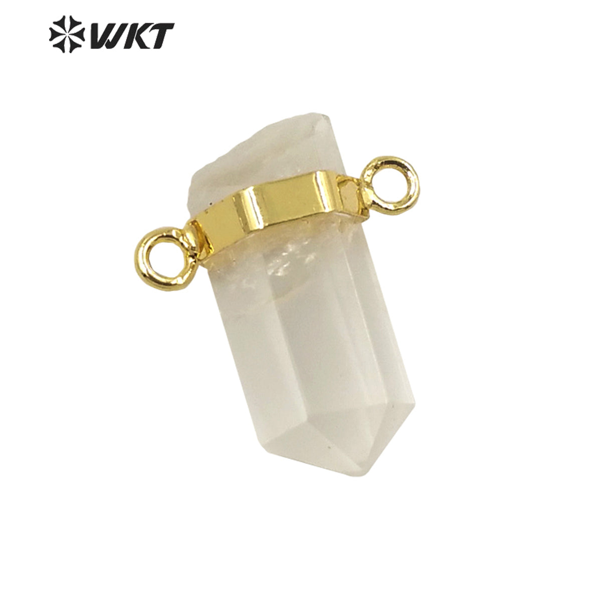 WT-P1763 Graceful Double Loops Hexagonal Cylinder Natural Stone Pendant Energy Citrine Crystal Pillar Pink Quartz Amethyst