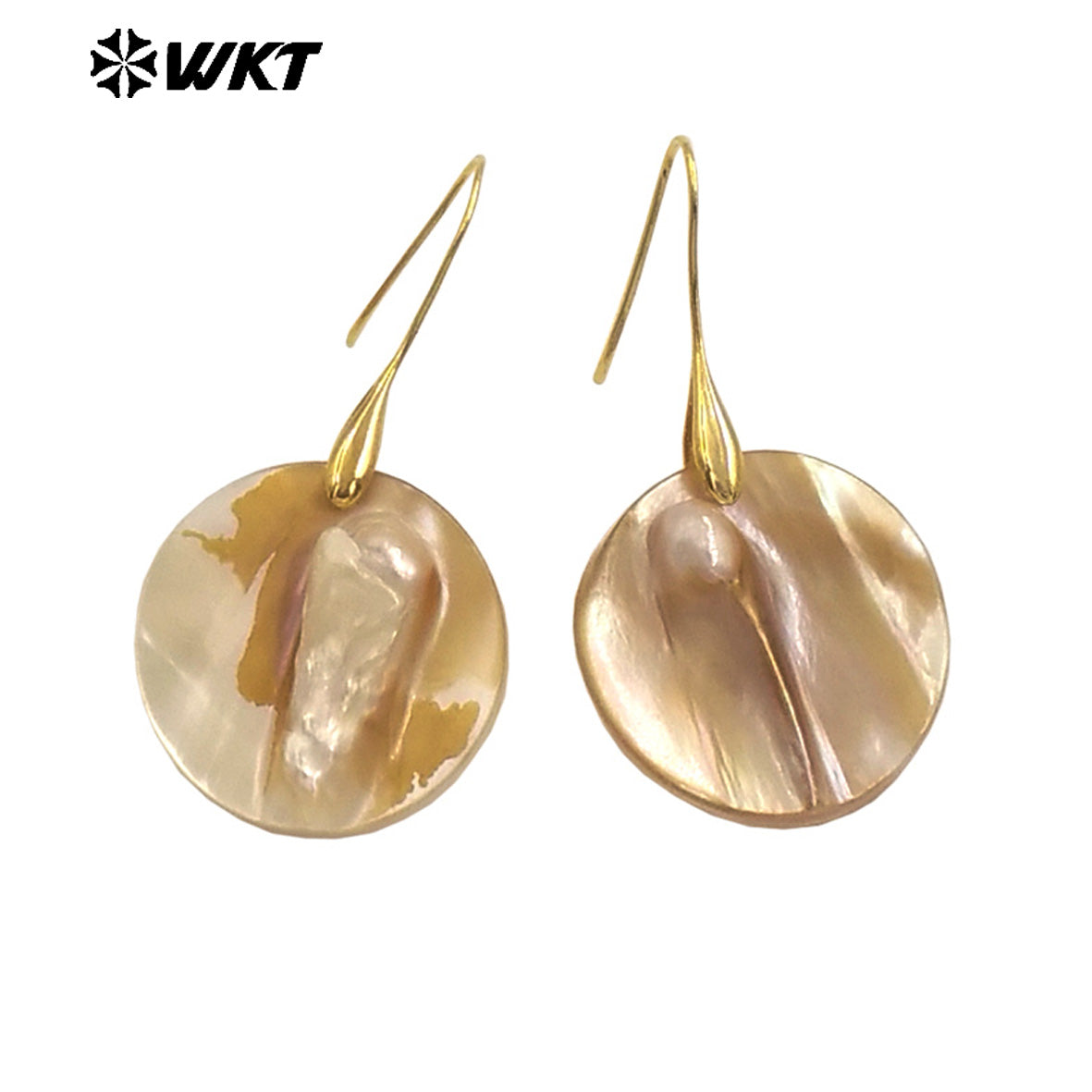 WT-MPE156 High Quality Mother Of Pearl Shell Women Earrings Waterdrop Square Round Shape Gold Color Elegant Style for Gift