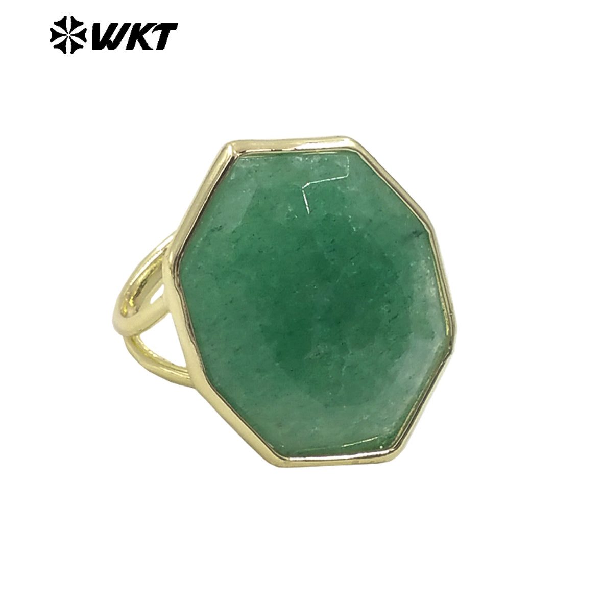 WT-R516 New Spring Design Geometric Natural Hexagon Rose Quartz Amethyst Stone Made Engagement Ring