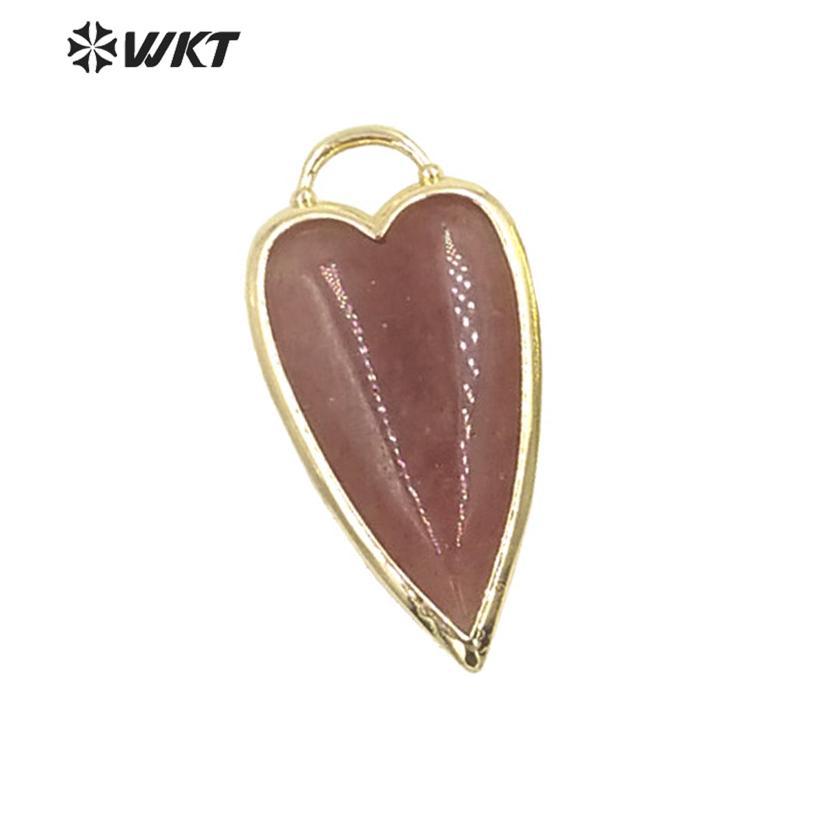 WT-P1862 Exclusive Design Long Heart Stone Pendant 18k Real Gold Plated Natural Faceted Arrowhead Heart Amethyst Pendant