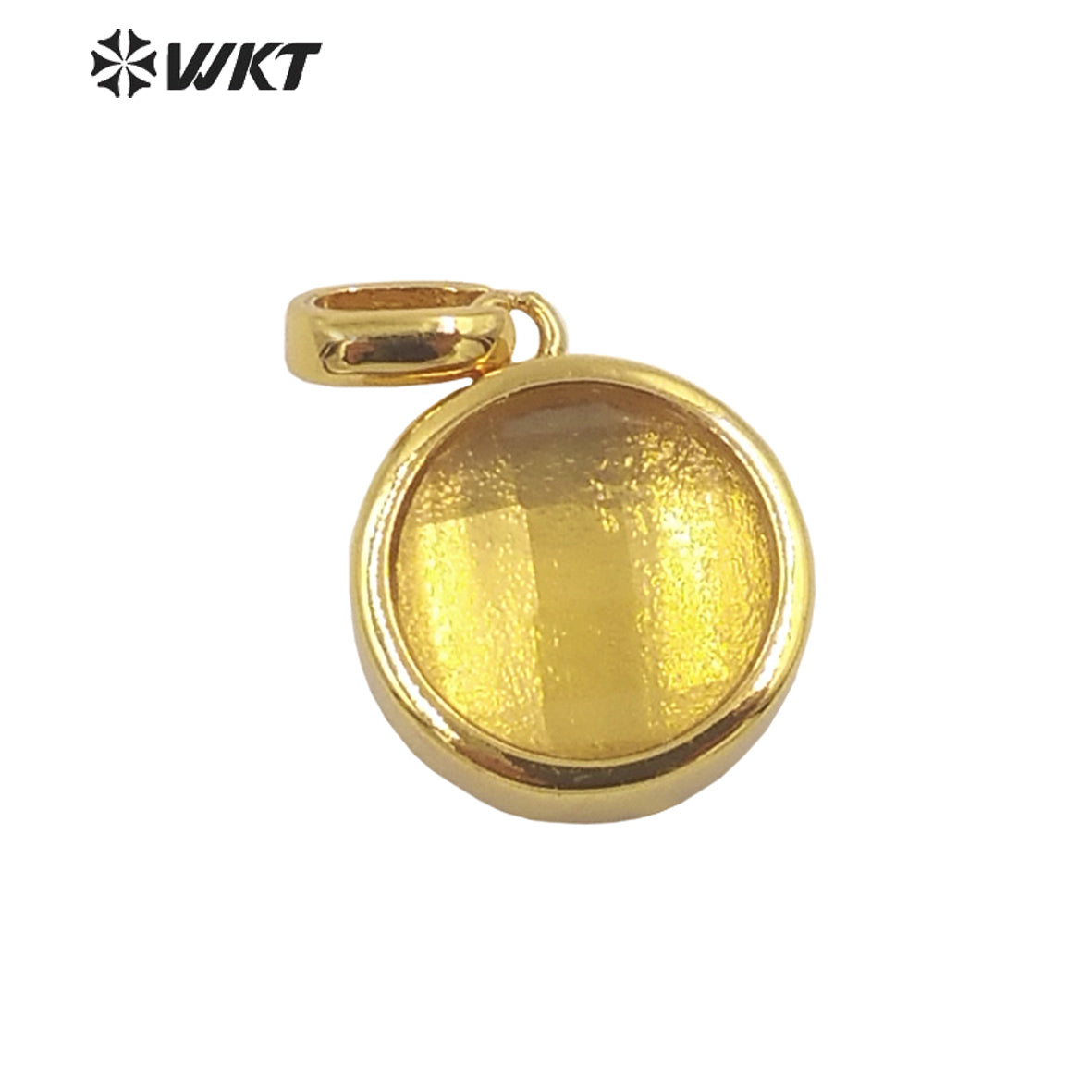 WT-P1838 Delicate Gold Bezel Tiny Round Faceted Stone Charms Pendant for Jewelry Necklace Europe Popular Pendant Design