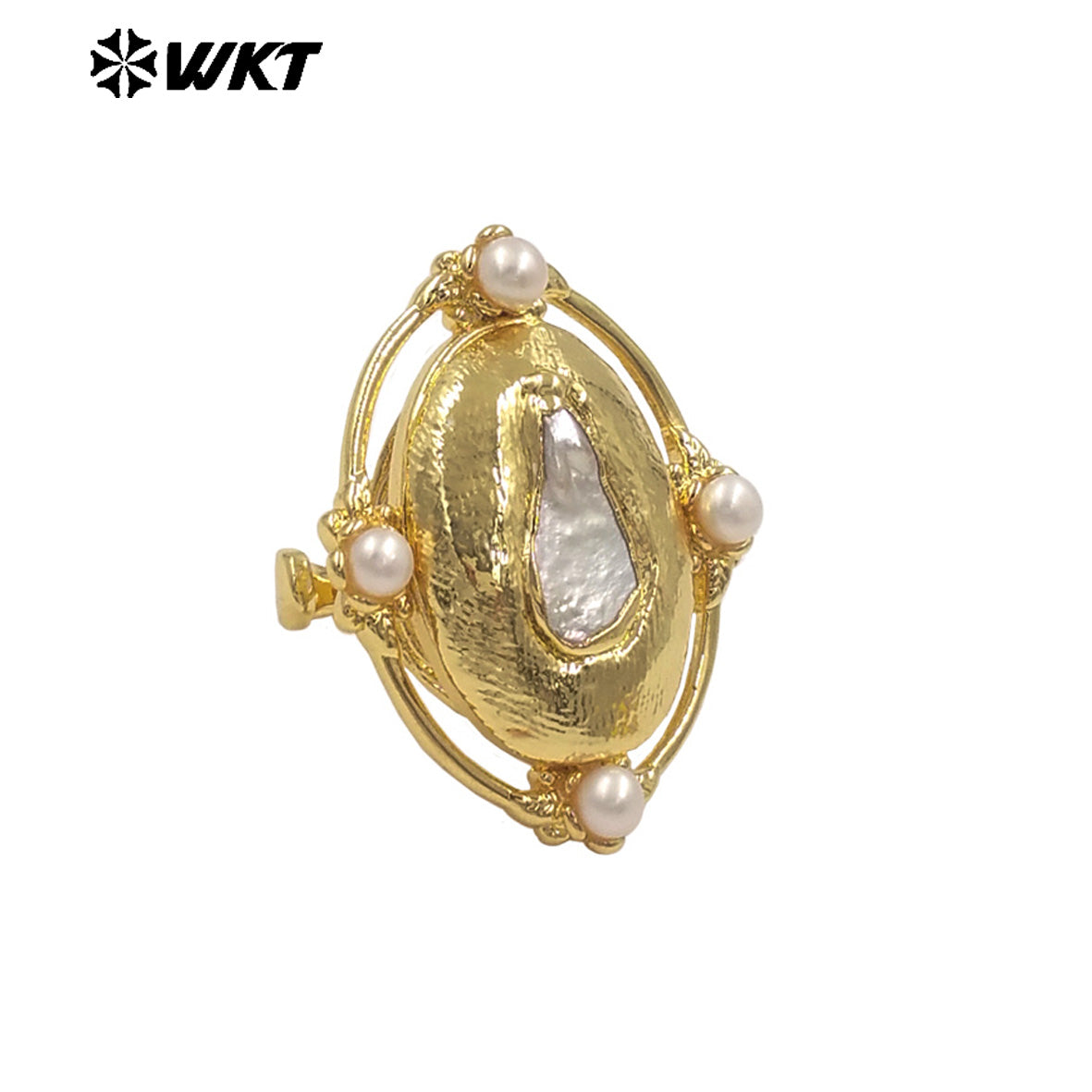 WT-MPR147 Wholesale New Design Unique Style Gold Electroplated Natural Freshwater Pearl Open Size Women Rings For Wedding Gift