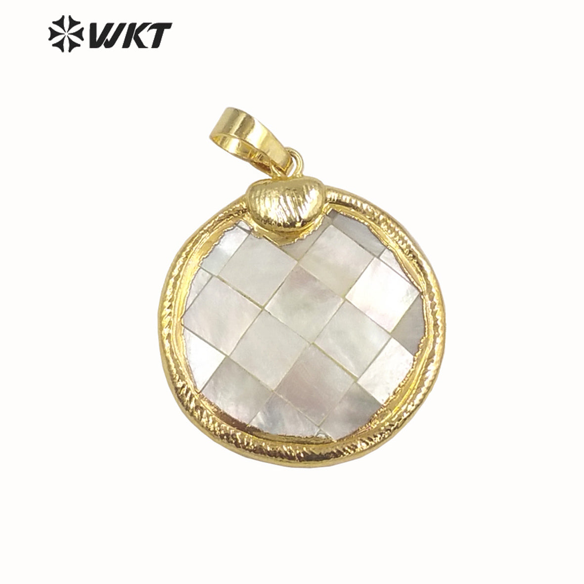 WT-JP351 WKT Classic Vintage Hot Selling Natural Shell Round Shaped Luxury Scallop Necklace Pendants