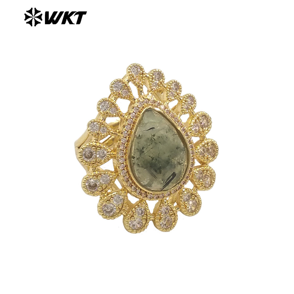 WT-MR029 Wholesale Amazing New European Delicate Micro Pave Cubic Zircon Setting Drop Stone Gold Plated Women Ring