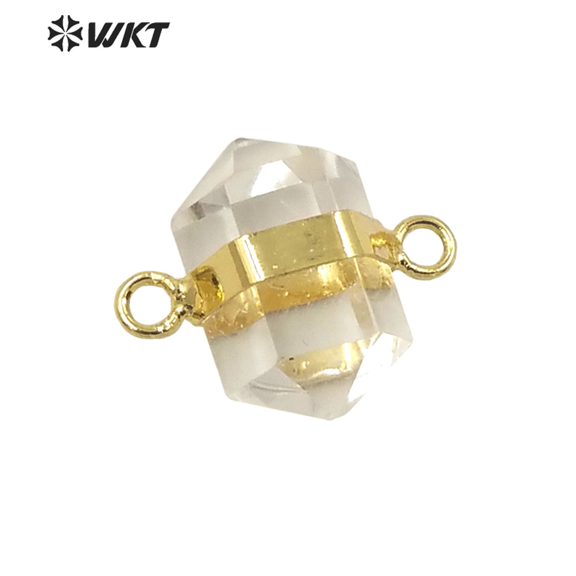 WT-P1764 Simple Cute Crystal Pendant Double Loops Bullet Shape Hexagonal Natural Stone Pendant Amethyst Citrine Pink Quartz