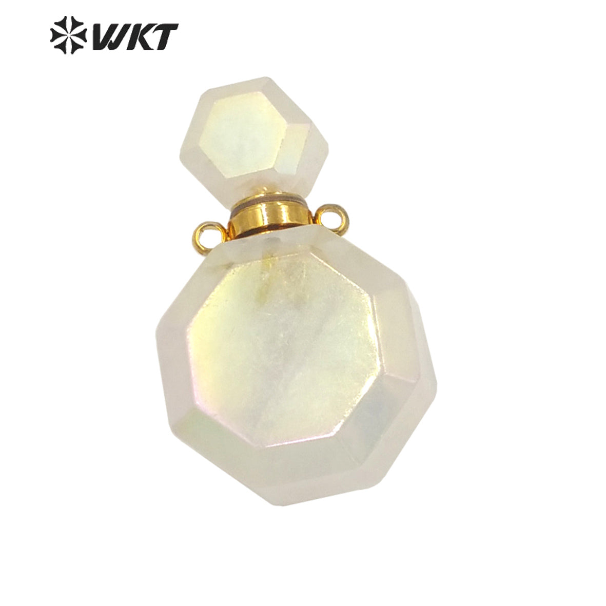WT-P1759 WKT Hot Sale! Natural Stone Perfume Bottle Pendant Pink Quartz Amethyst Amazonite Pendant Jewelry Necklace Accessory