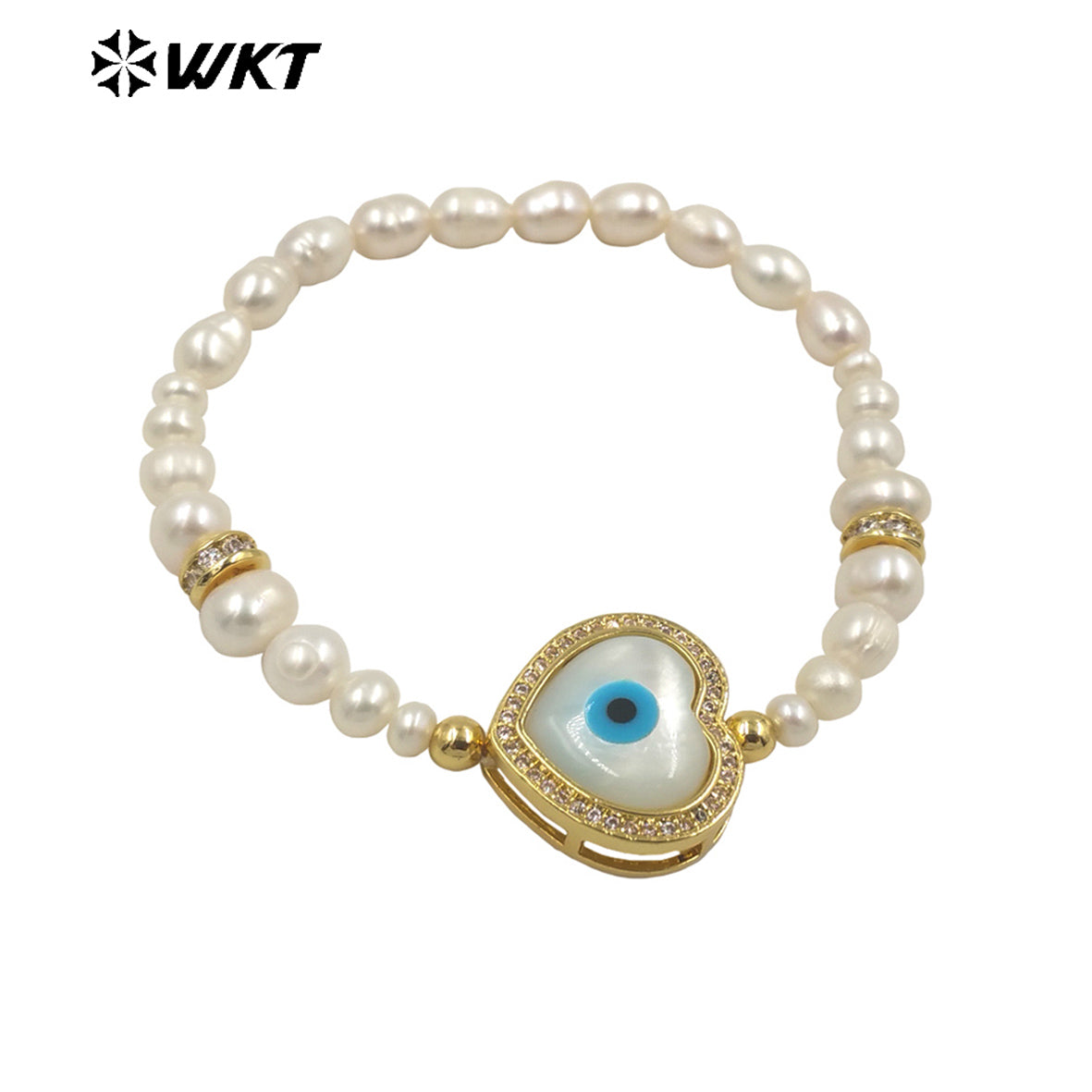 WT-MPB048 Delicate Pearl Bracelet Shell Diamond Eyes Decoration Various Shapes Pendants Bracelet