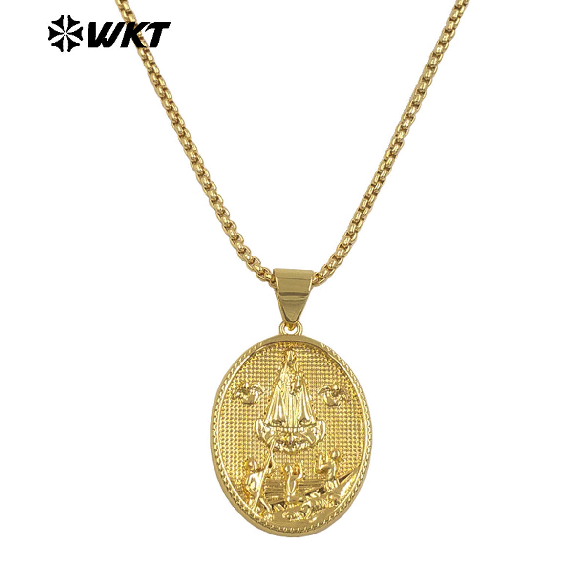 WT-JFN32 Exquisite Women Necklace With Religious Pendant Charms Yellow Brass Gold Plated Fashion Daily Jewelry Accessories