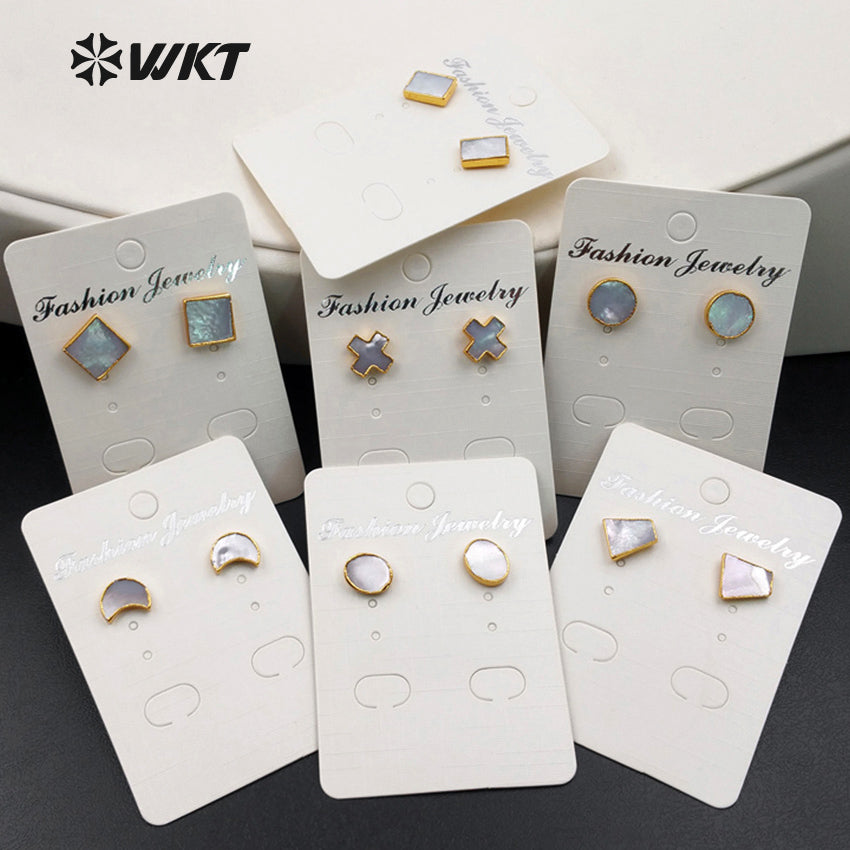 WT-E331 Wholesale Hot Sale Fashion Special Design Generous Natural Shell Earring With 24k Real Gold Plated for Women Jewelry