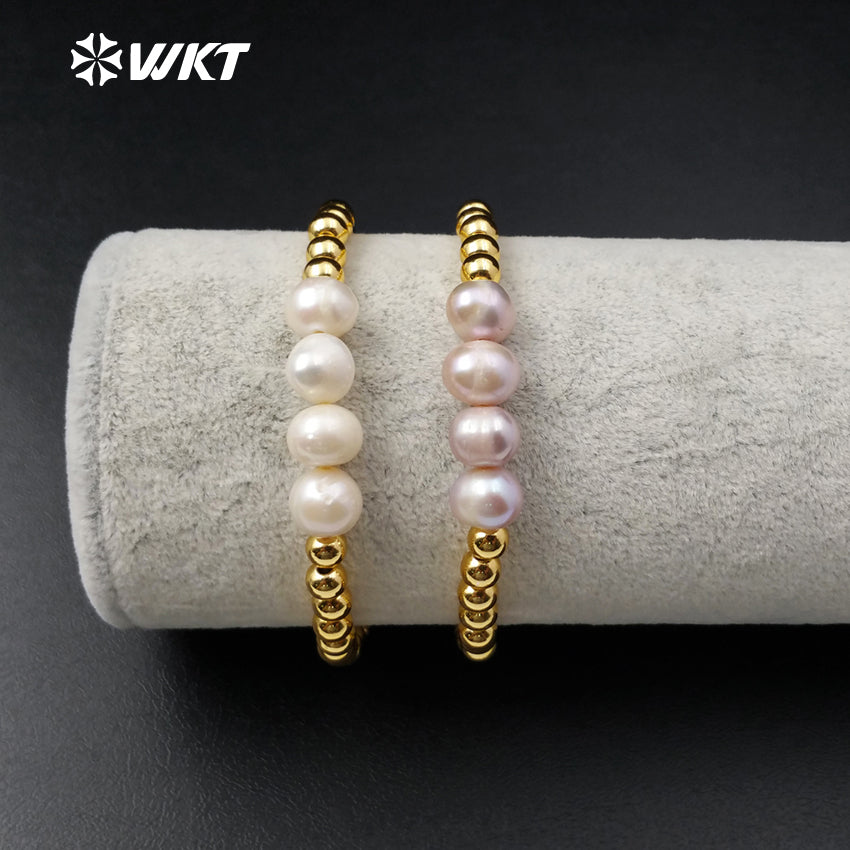 WT-B349 Simple Bracelets With Natural Pearl Bracelets for Women Wholesale Gold Beads Bracelets