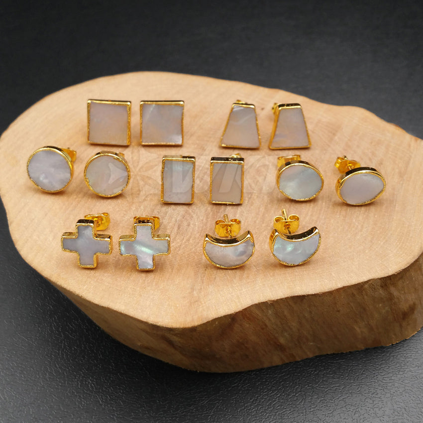 WT-E331 Wholesale Hot Sale Fashion Special Design Generous Natural Shell Earring With 24k Real Gold Plated for Women Jewelry