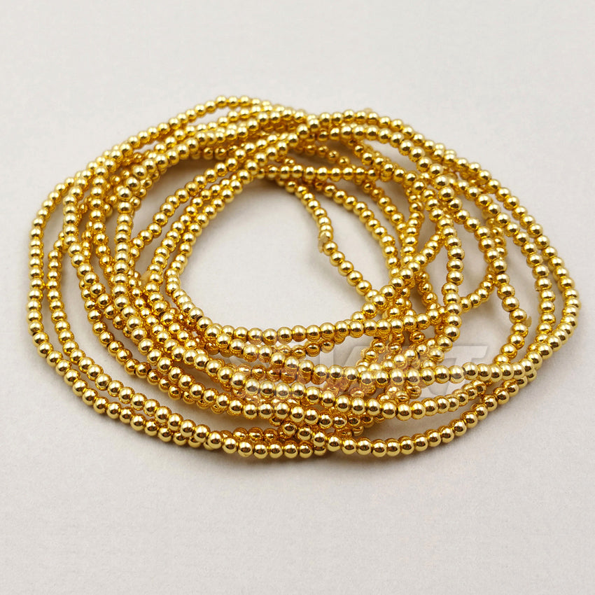 WT-B373 Wholesale Simple Bracelet Pure Brass Beads Bracelet With 24K Real Gold Electroplate Brass Beads Bracelet
