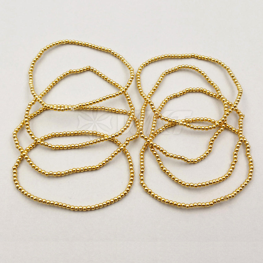 WT-B373 Wholesale Simple Bracelet Pure Brass Beads Bracelet With 24K Real Gold Electroplate Brass Beads Bracelet