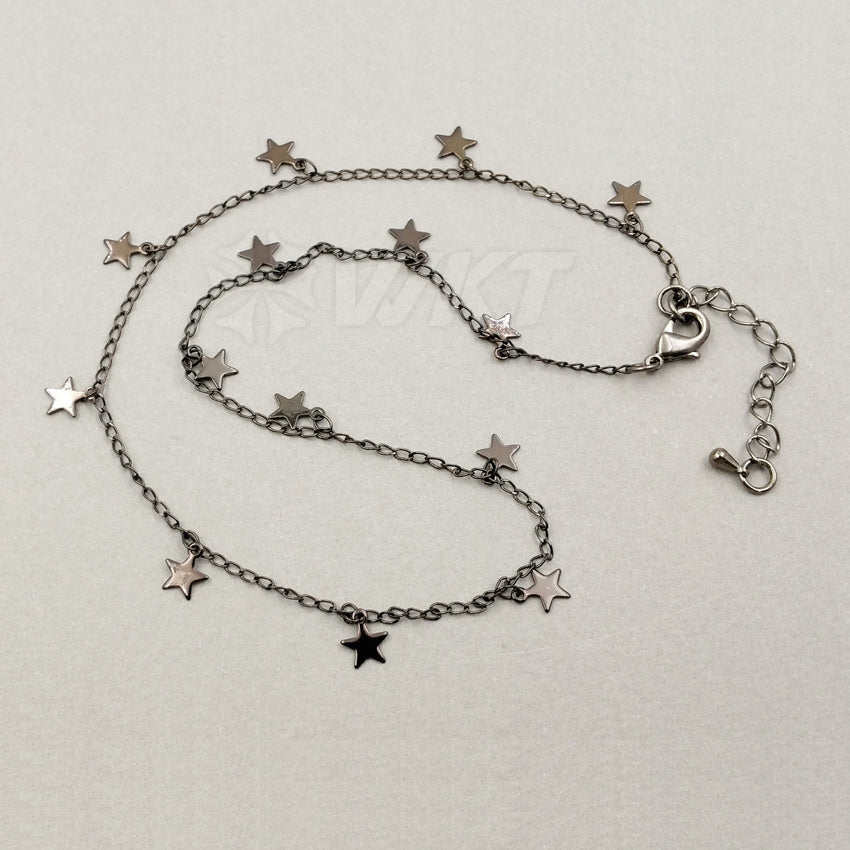 WT-N978 Wholesale Fashion Hot Young Girl High Quality Necklace24K Real Gold /gun Black / Rose Gold /silver Little Star Necklace
