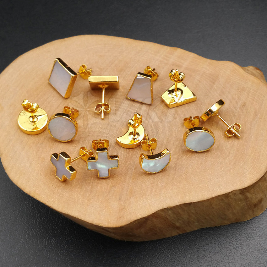 WT-E331 Wholesale Hot Sale Fashion Special Design Generous Natural Shell Earring With 24k Real Gold Plated for Women Jewelry