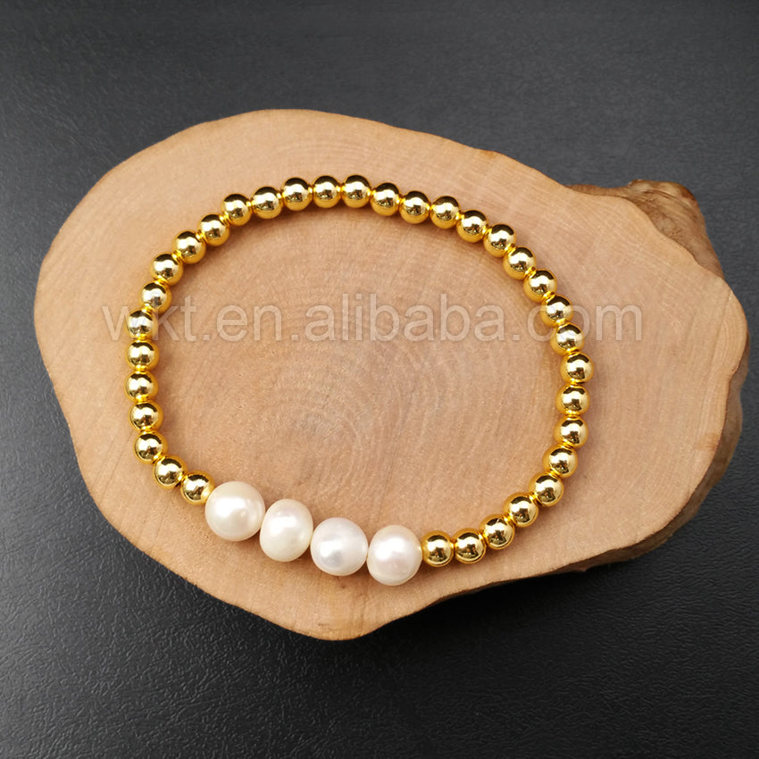 WT-B349 Simple Bracelets With Natural Pearl Bracelets for Women Wholesale Gold Beads Bracelets