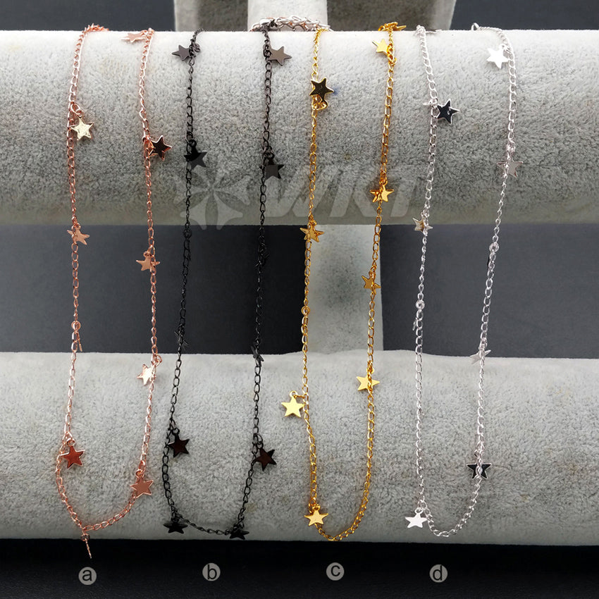 WT-N978 Wholesale Fashion Hot Young Girl High Quality Necklace24K Real Gold /gun Black / Rose Gold /silver Little Star Necklace