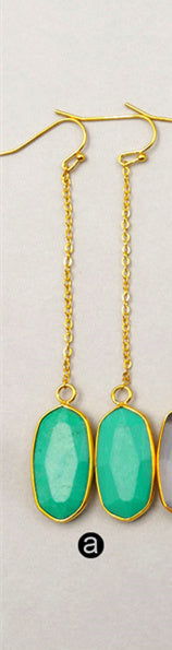 WT-E329 Wholesale Fashion Generous Pure Color Natural Jade Earring With 24k Real Gold Plated for Women