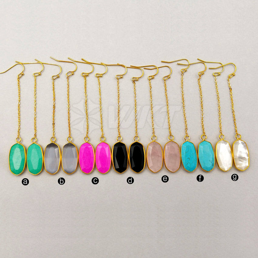 WT-E329 Wholesale Fashion Generous Pure Color Natural Jade Earring With 24k Real Gold Plated for Women