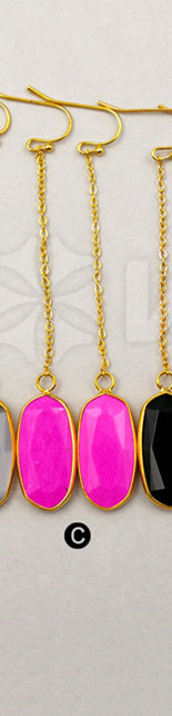WT-E329 Wholesale Fashion Generous Pure Color Natural Jade Earring With 24k Real Gold Plated for Women