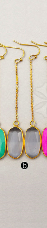 WT-E329 Wholesale Fashion Generous Pure Color Natural Jade Earring With 24k Real Gold Plated for Women